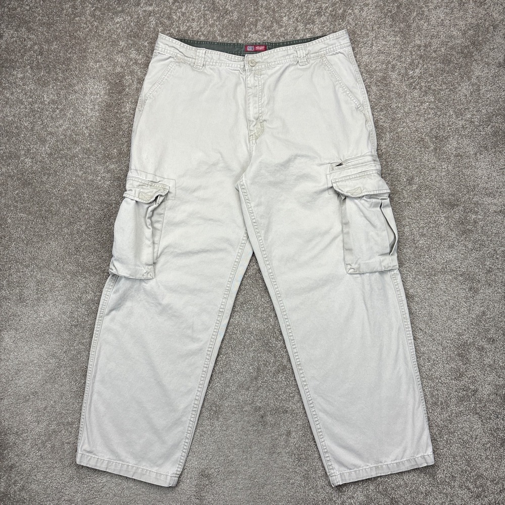 Vintage Y2K Faded Glory Baggy Beige Tan‎ Cargo Pants 38x32 (Fits 36x29)